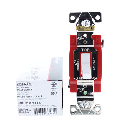 Arrow Hart AH1223W White Cooper Industrial Grade 3-Way Toggle Light Switch 20A
