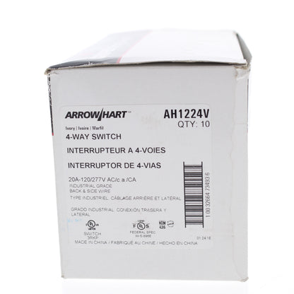 Arrow Hart AH1224V Ivory Cooper Industrial 4-Way Toggle Light Switches 20A 10pcs