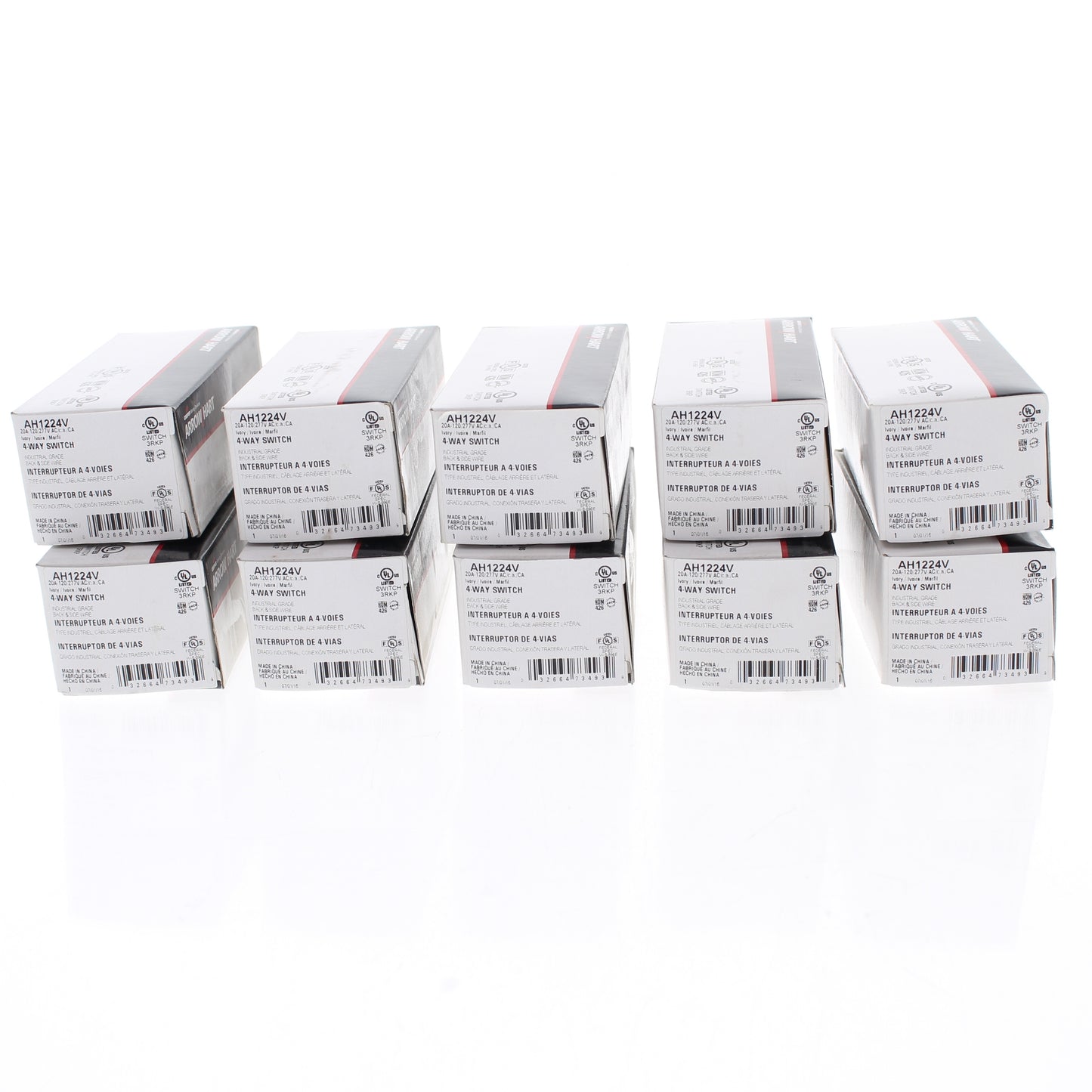 Arrow Hart AH1224V Ivory Cooper Industrial 4-Way Toggle Light Switches 20A 10pcs