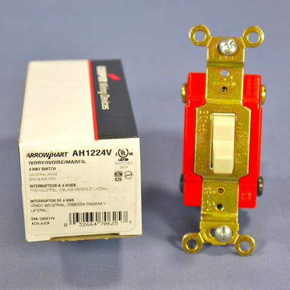 Arrow Hart AH1224V Ivory Cooper Industrial 4-Way Toggle Wall Light Switch 20A