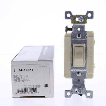 Cooper AH1991I Ivory Industrial Grade Single Pole Toggle Switch 20A 120/277V AC