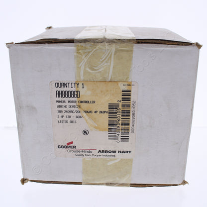 Cooper AH8808GD On-Off Manual Motor Controller Switch 30A 240V 20A 600V 2HP