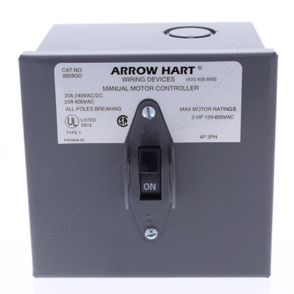 Cooper AH8808GD On-Off Manual Motor Controller Switch 30A 240V 20A 600V 2HP