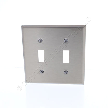 Cooper Antimicrobial Stainless Steel 2G Switch Cover Toggle Wallplate AH93072AM
