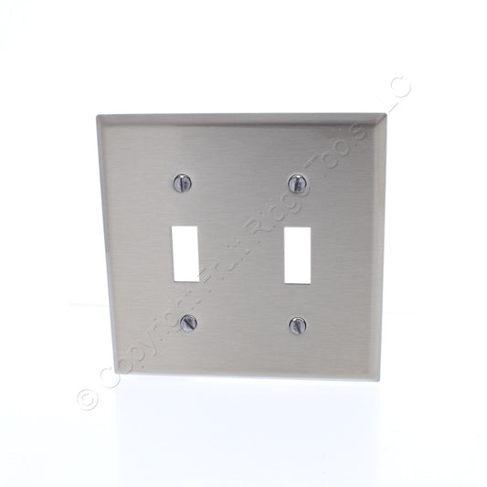 Cooper Antimicrobial Stainless Steel 2G Switch Cover Toggle Wallplate AH93072AM