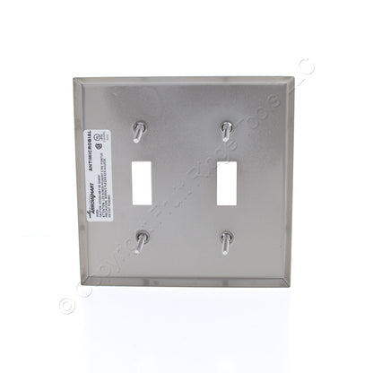 Cooper Antimicrobial Stainless Steel 2G Switch Cover Toggle Wallplate AH93072AM