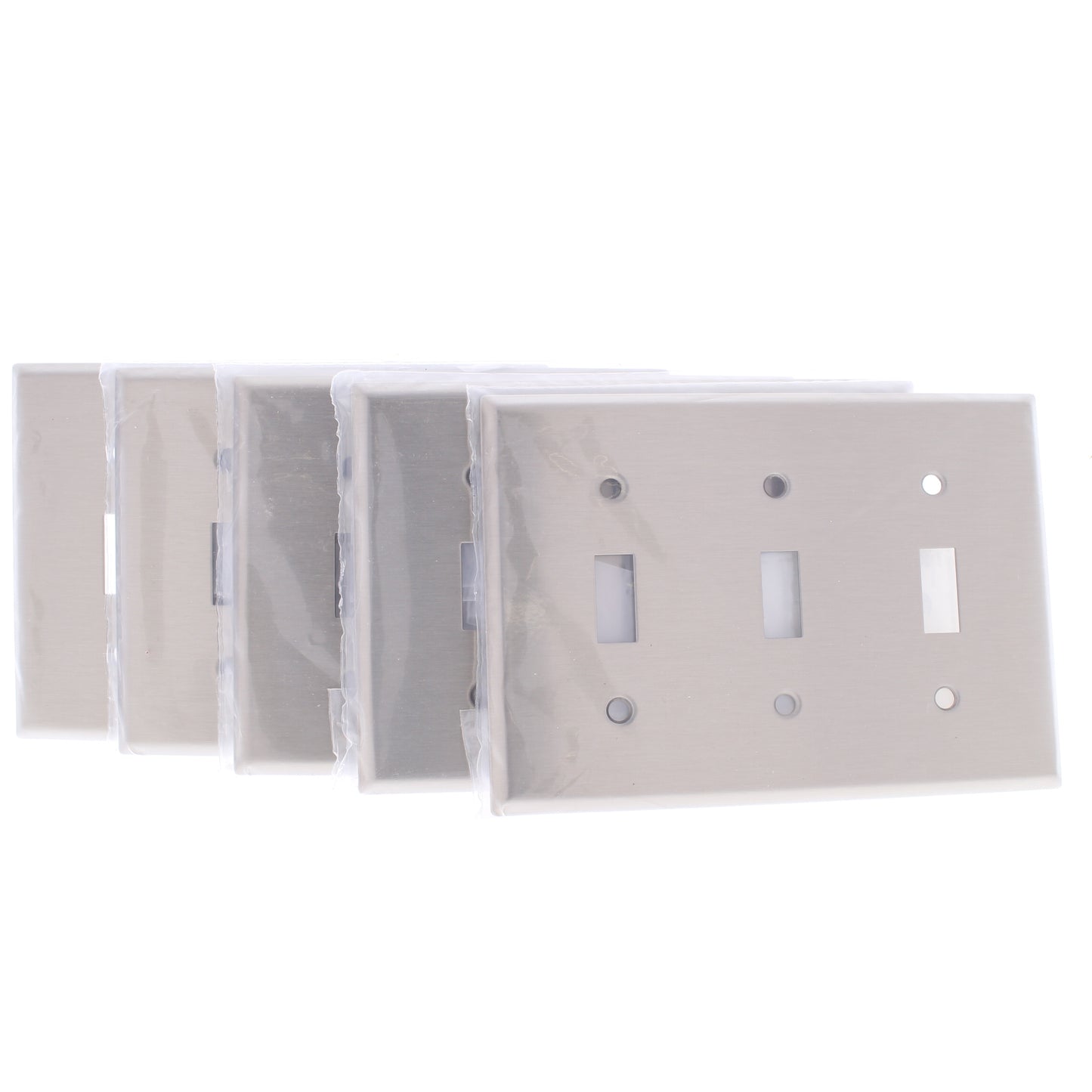 5 Cooper Antimicrobial Stainless Steel 3G Switch Cover Toggle Wallplates 93073AM