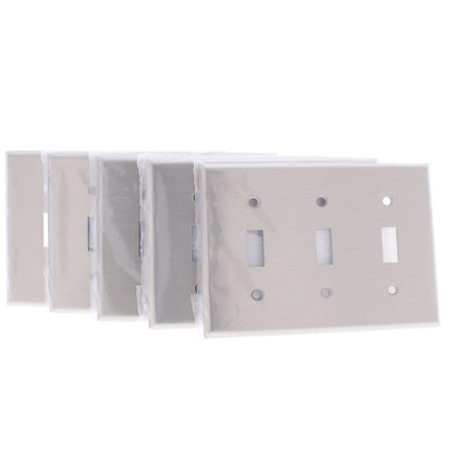 5 Cooper Antimicrobial Stainless Steel 3G Switch Cover Toggle Wallplates 93073AM