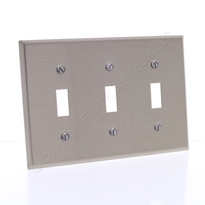 Cooper Antimicrobial Stainless Steel 3G Switch Cover Toggle Wallplate AH93073AM