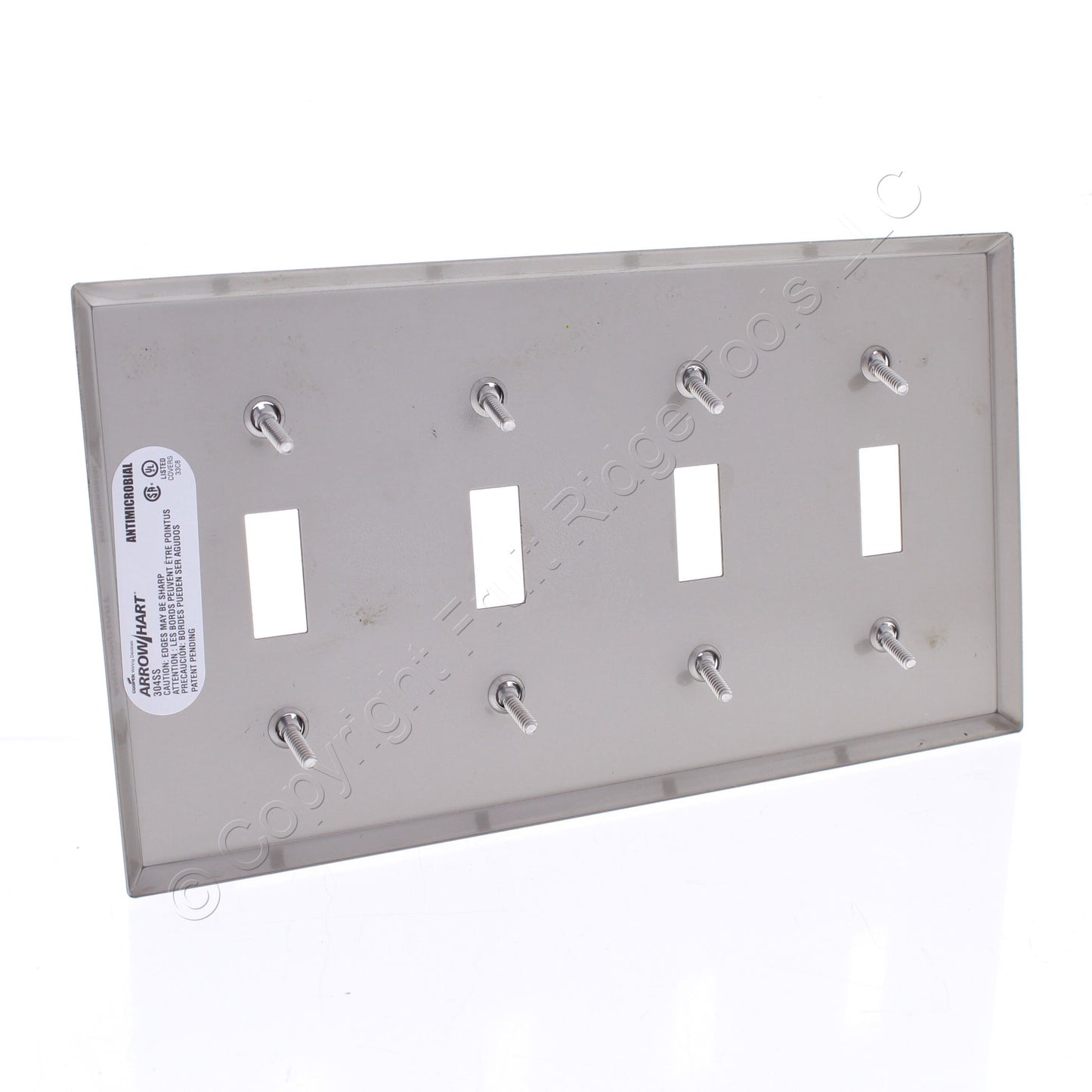 Cooper Antimicrobial Stainless Steel 4G Switch Cover Toggle Wallplate AH93074AM