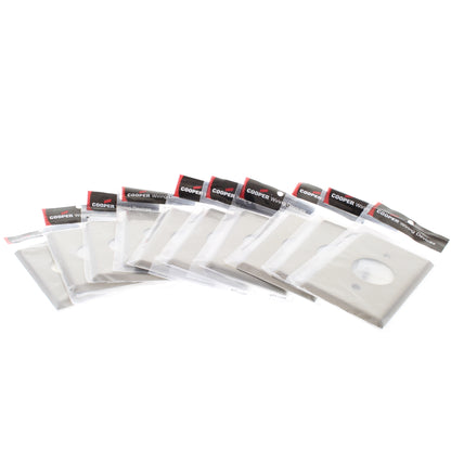 10 Cooper Antimicrobial Stainless Steel Receptacle Wallplate Sngl Outlet Covers