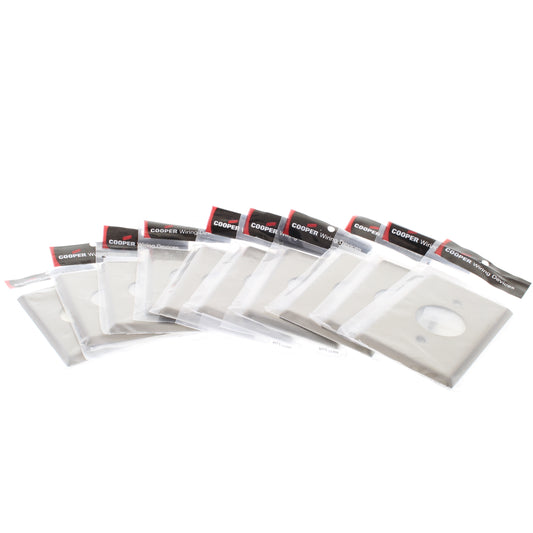 10 Cooper Antimicrobial Stainless Steel Receptacle Wallplate Sngl Outlet Covers