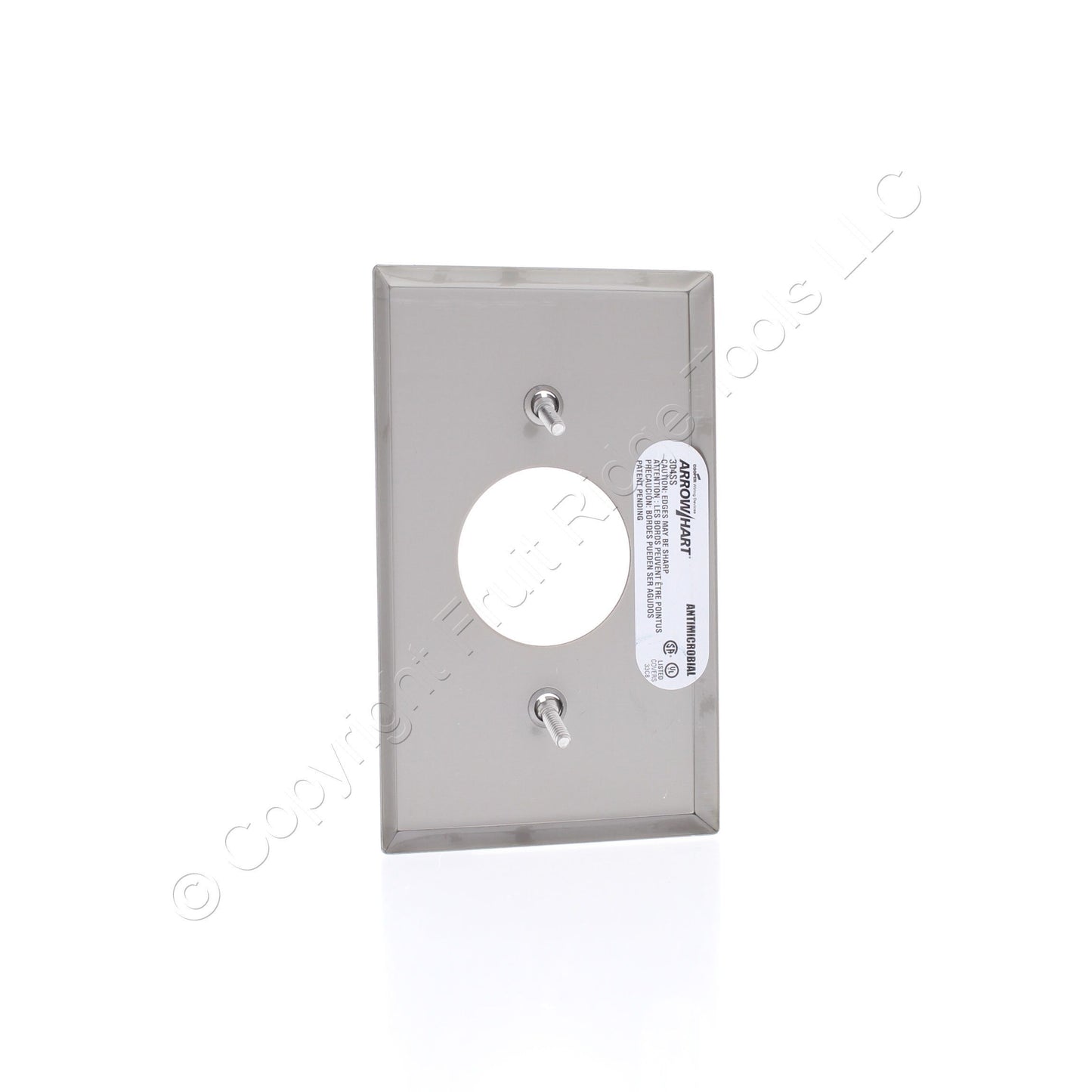 Cooper Antimicrobial Stainless Steel Receptacle Wallplate Single Outlet Cover