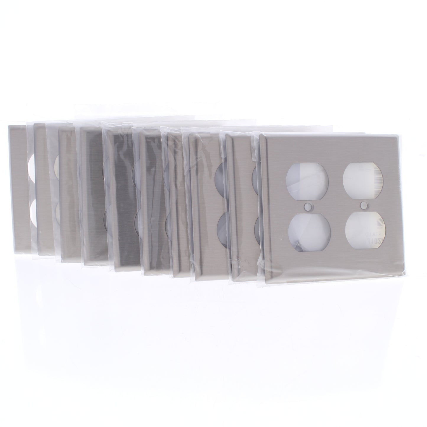 10 Cooper Antimicrobial Stainless 2G Receptacle Wallplate Outlet Covers 93102AM