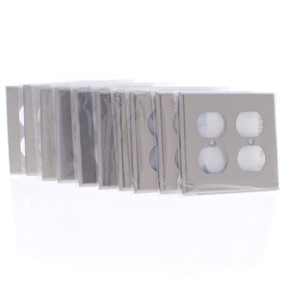 10 Cooper Antimicrobial Stainless 2G Receptacle Wallplate Outlet Covers 93102AM