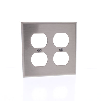 10 Cooper Antimicrobial Stainless 2G Receptacle Wallplate Outlet Covers 93102AM