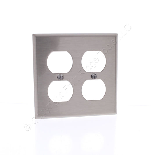 Cooper Antimicrobial Stainless Steel 2-Gang Receptacle Wallplate Outlet Cover