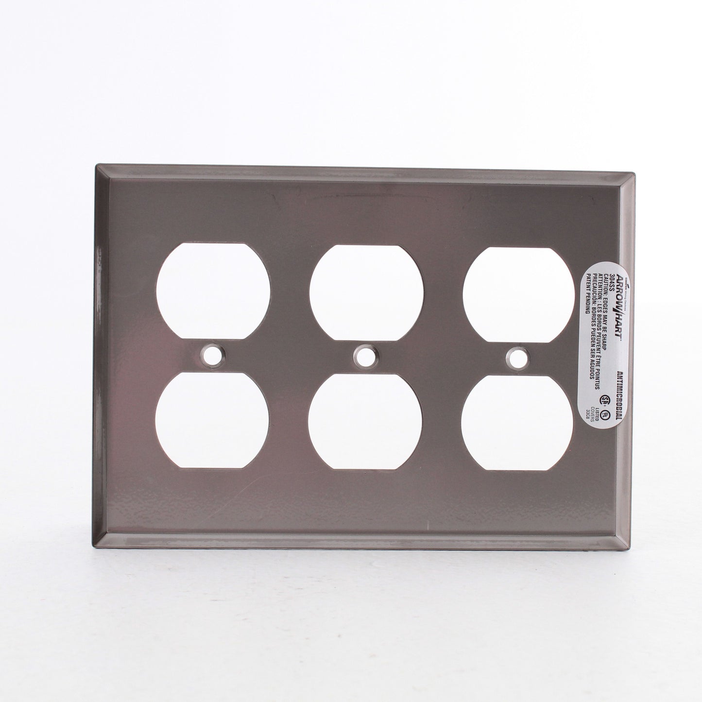 Cooper AH93103AM Antimicrobial Stainless Steel 3-Gang Receptacle Wallplate Cover