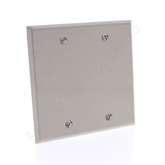 Cooper Antimicrobial 2-Gang Stainless Steel Blank Cover Wall Plate AH93152AM
