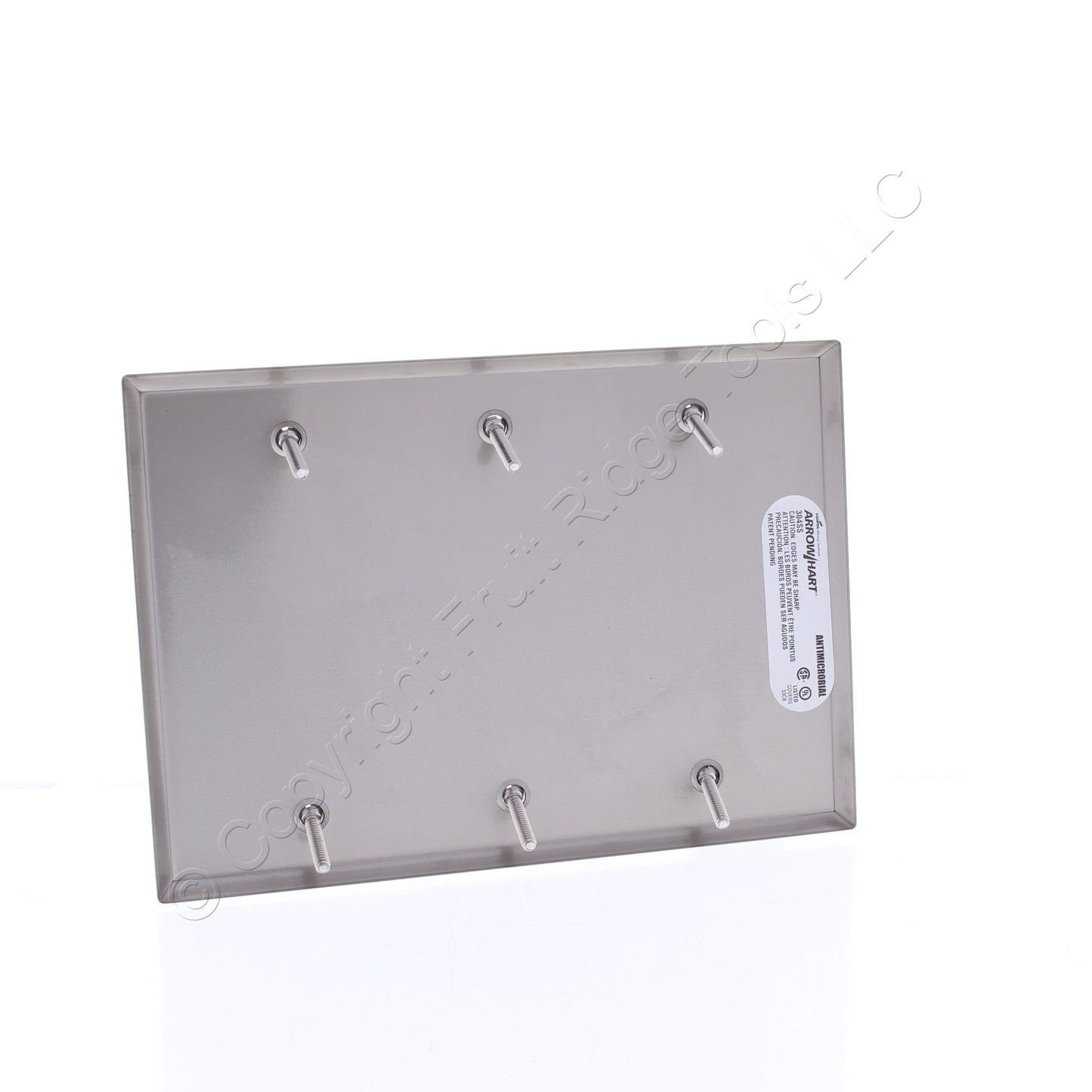 Cooper AH93153AM Antimicrobial Stainless Steel 3-Gang Blank Cover Wall Plate