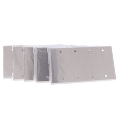 5 Cooper Antimicrobial 4-Gang Stainless Steel Blank Cover Wallplates Box Mount