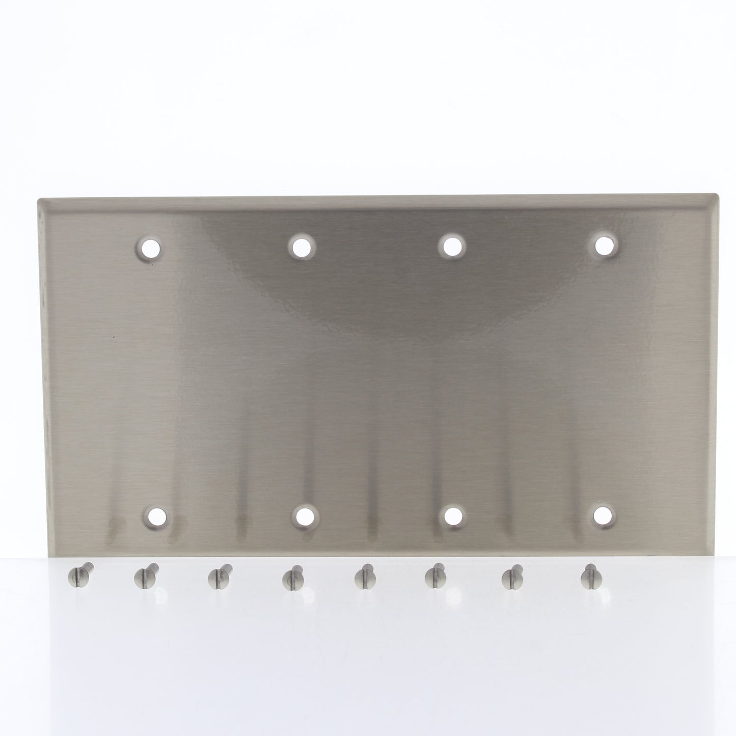 5 Cooper Antimicrobial 4-Gang Stainless Steel Blank Cover Wallplates Box Mount