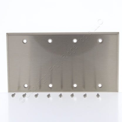 Cooper AH93154AM Antimicrobial Stainless Steel 4-Gang Blank Cover Wallplate