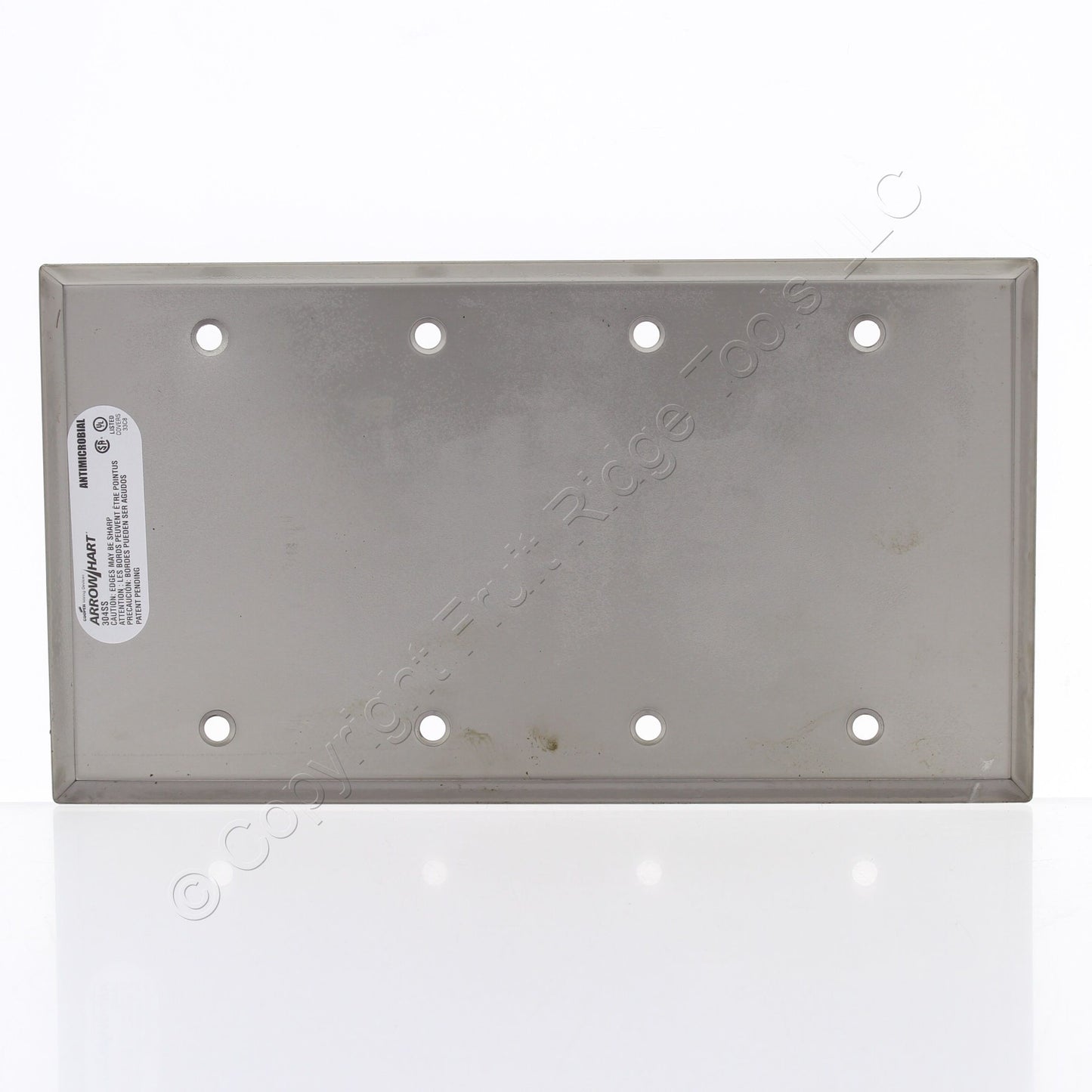 Cooper AH93154AM Antimicrobial Stainless Steel 4-Gang Blank Cover Wallplate