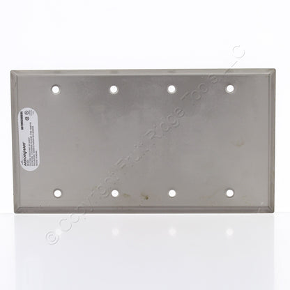 Cooper AH93154AM Antimicrobial Stainless Steel 4-Gang Blank Cover Wallplate