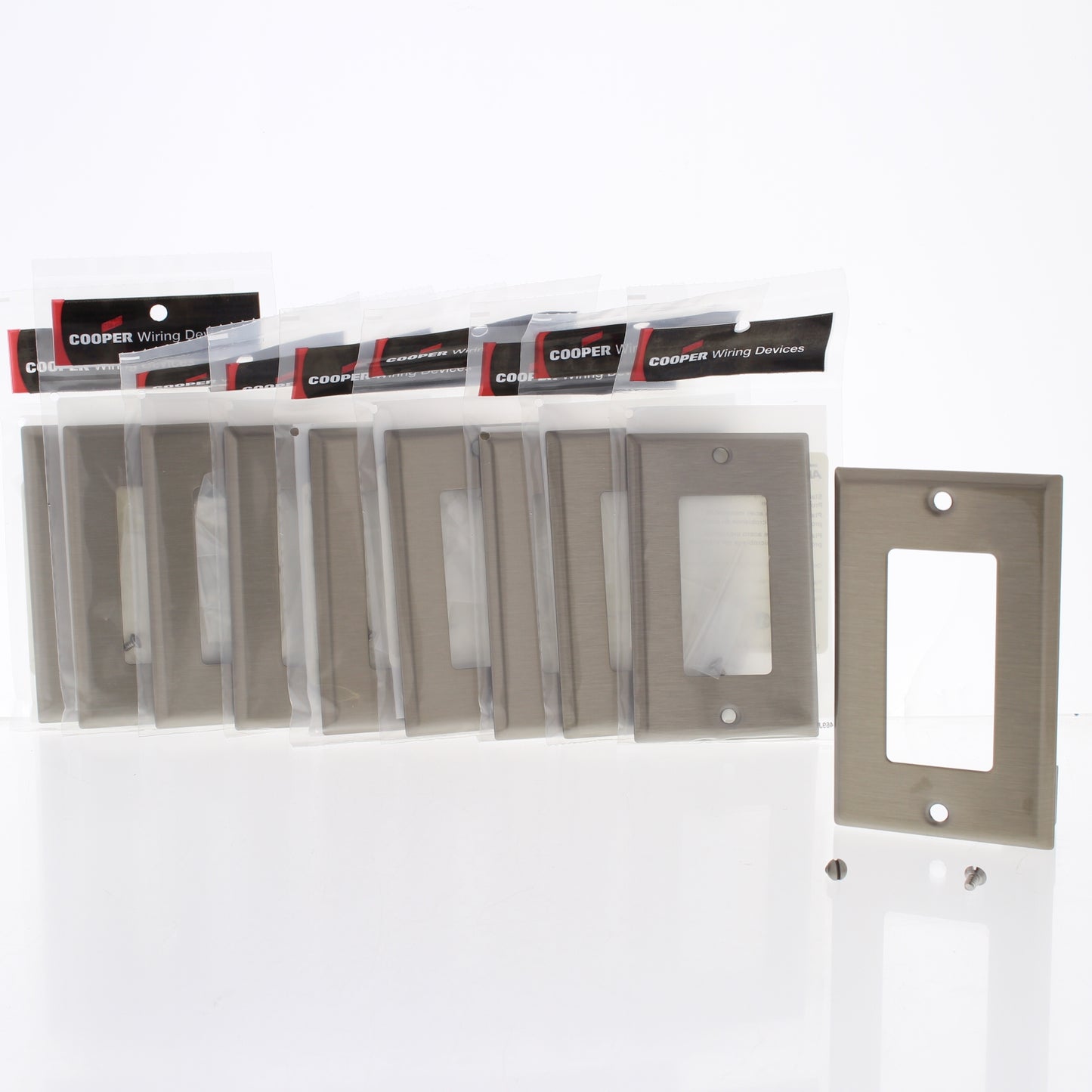 10 Cooper Antimicrobial Stainless Decorator Wallplate Covers Gfci Gfi 93401AM