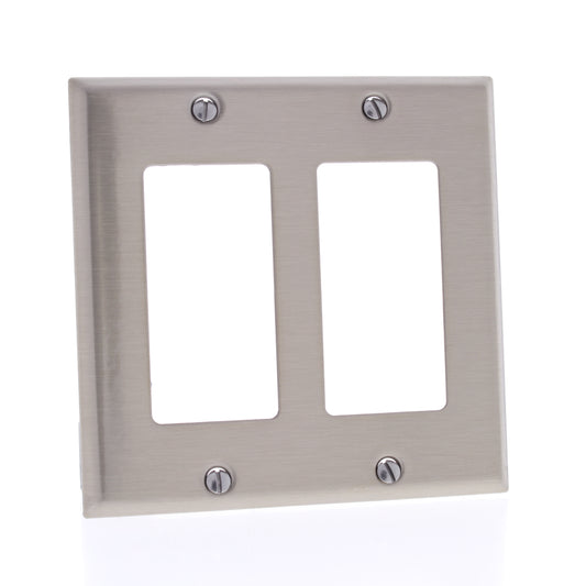 10 Cooper Antimicrobial 2-Gang Stainless Steel Decorator Wallplate Covers Gfci