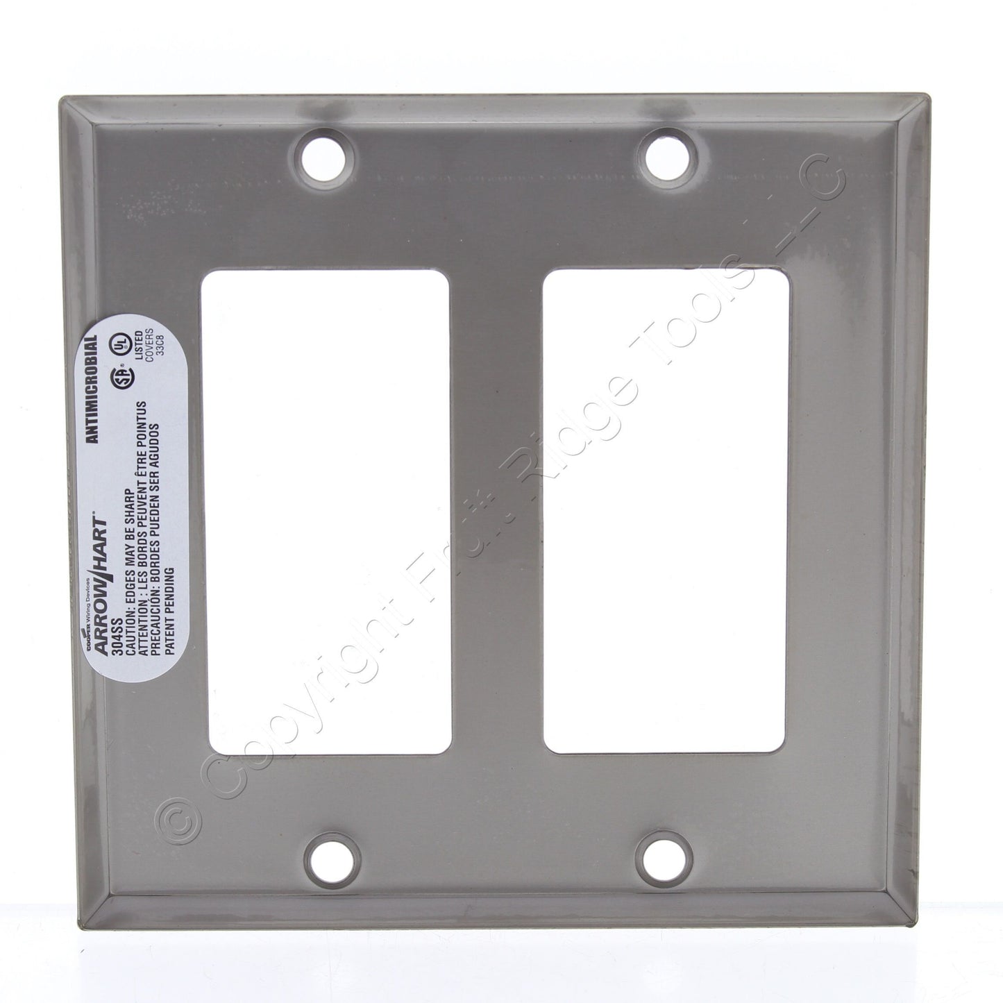 Cooper Antimicrobial 2-Gang Stainless Steel Decorator Wallplate Cover Gfci Gfi
