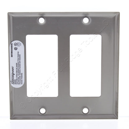 Cooper Antimicrobial 2-Gang Stainless Steel Decorator Wallplate Cover Gfci Gfi