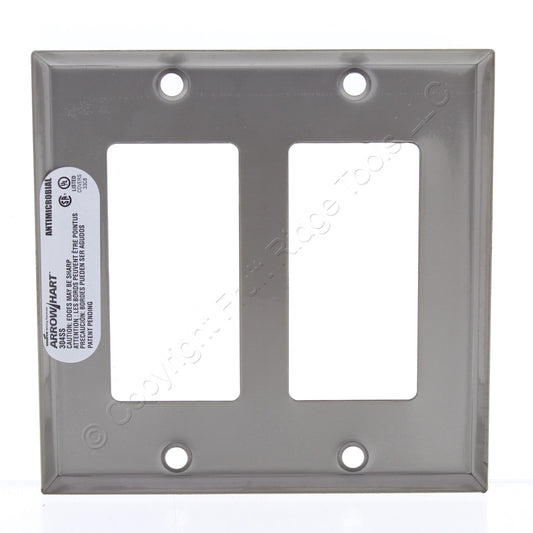 Cooper Antimicrobial 2-Gang Stainless Steel Decorator Wallplate Cover Gfci Gfi