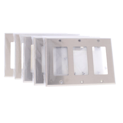 5 Cooper Antimicrobial 3-Gang Stainless Steel Decorator Wallplates Cover Gfci