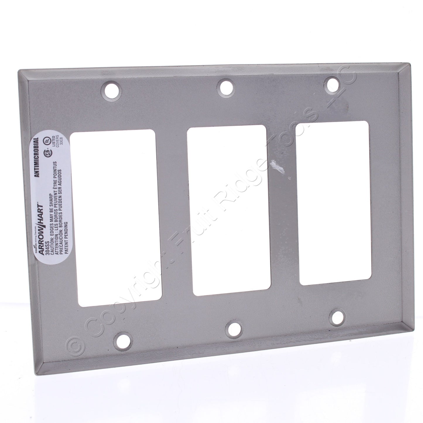Cooper Antimicrobial 3-Gang Stainless Steel Decorator Wallplate Cover Gfci Gfi