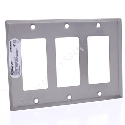 Cooper Antimicrobial 3-Gang Stainless Steel Decorator Wallplate Cover Gfci Gfi