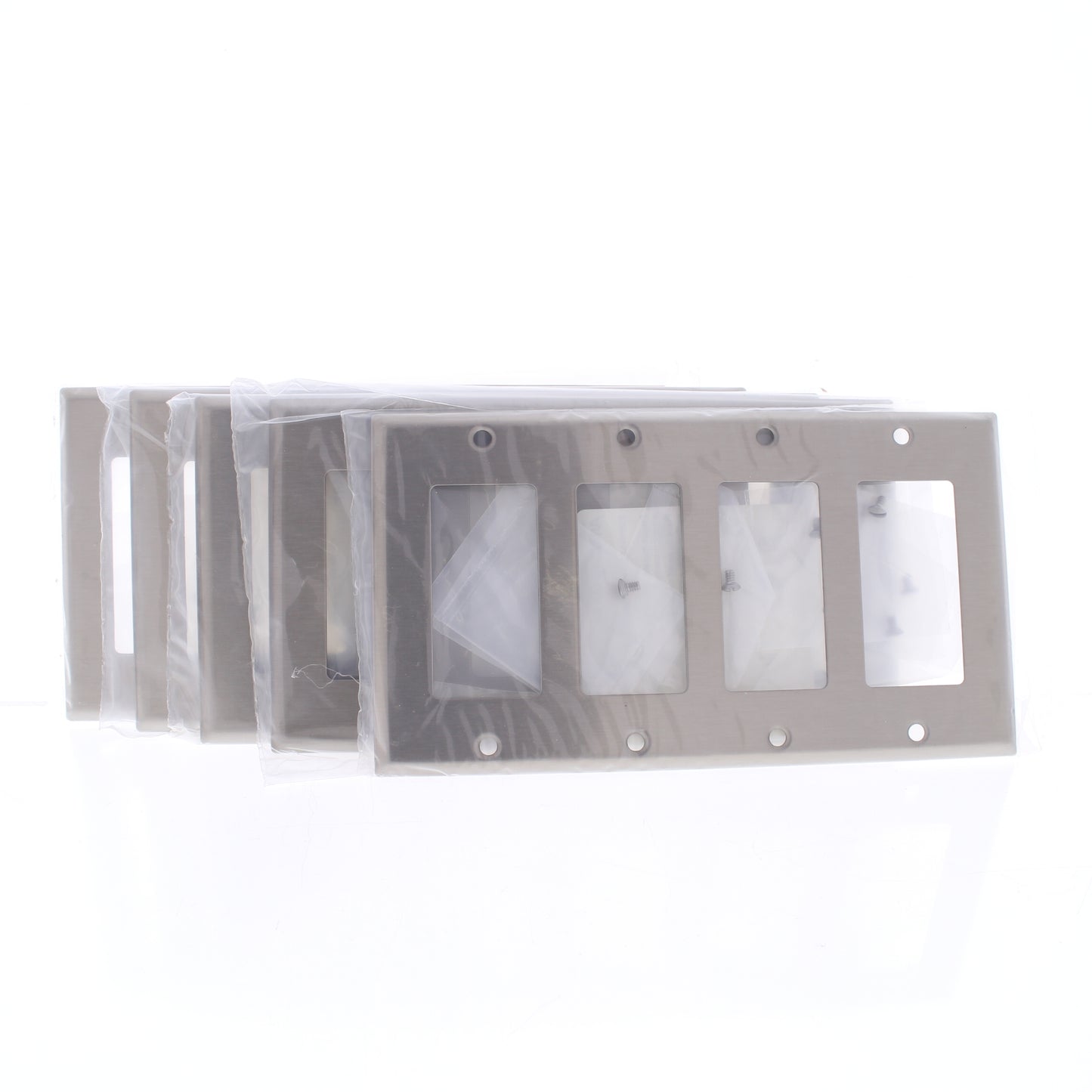 5 Cooper Antimicrobial 4-Gang Stainless Steel Decorator Wallplates Cover Gfci