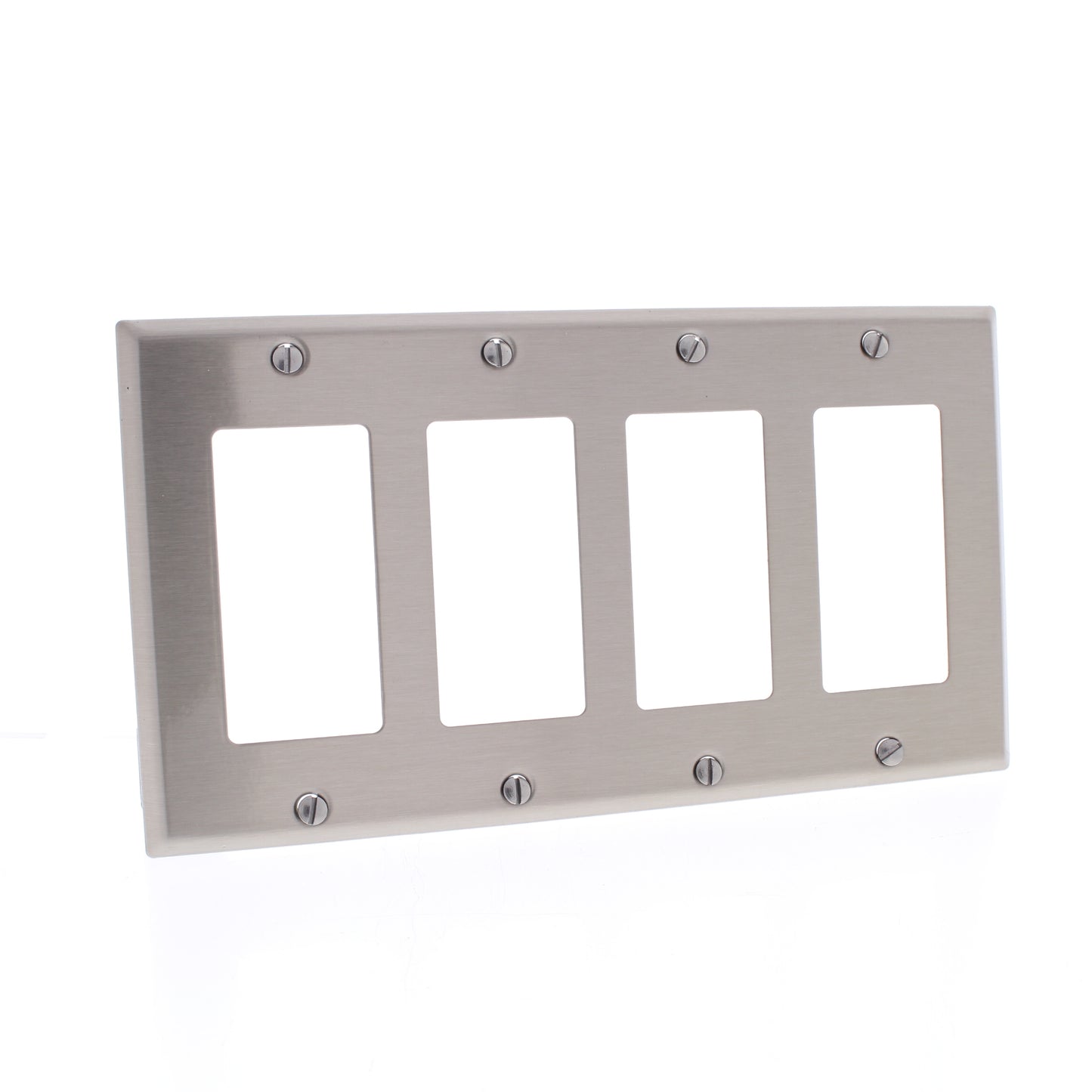 5 Cooper Antimicrobial 4-Gang Stainless Steel Decorator Wallplates Cover Gfci
