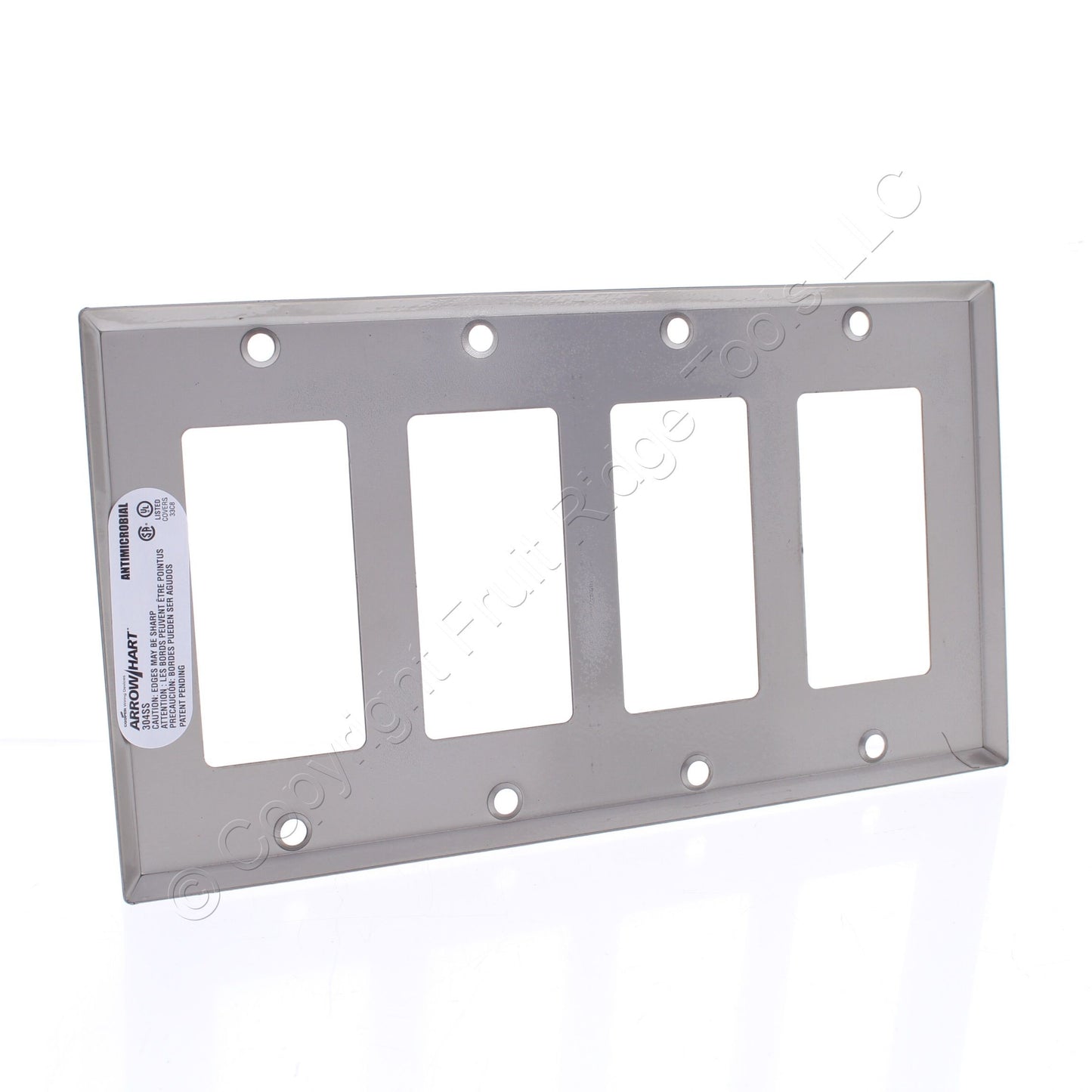 Cooper AH93404AM Antimicrobial 4-Gang Stainless Steel GFCI Decorator Wallplate