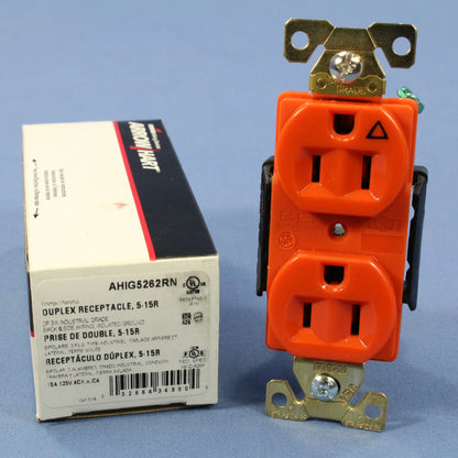 Cooper/Eaton Orange Isolated Ground Receptacle Outlet w/Wings 15A AHIG5262RN
