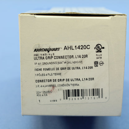 Cooper Arrow Hart Twist Turn Locking Connector L14-20P 20A 125/250V AHL1420C