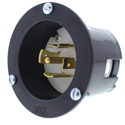Cooper Black Twist Turn Locking Flanged Inlet L23-20R 20A 347/600V 3� AHL2320FI