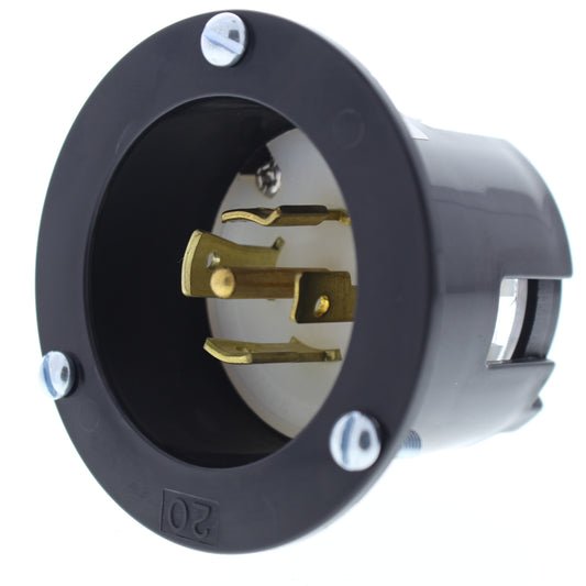 Cooper Black Twist Turn Locking Flanged Inlet L23-20R 20A 347/600V 3� AHL2320FI