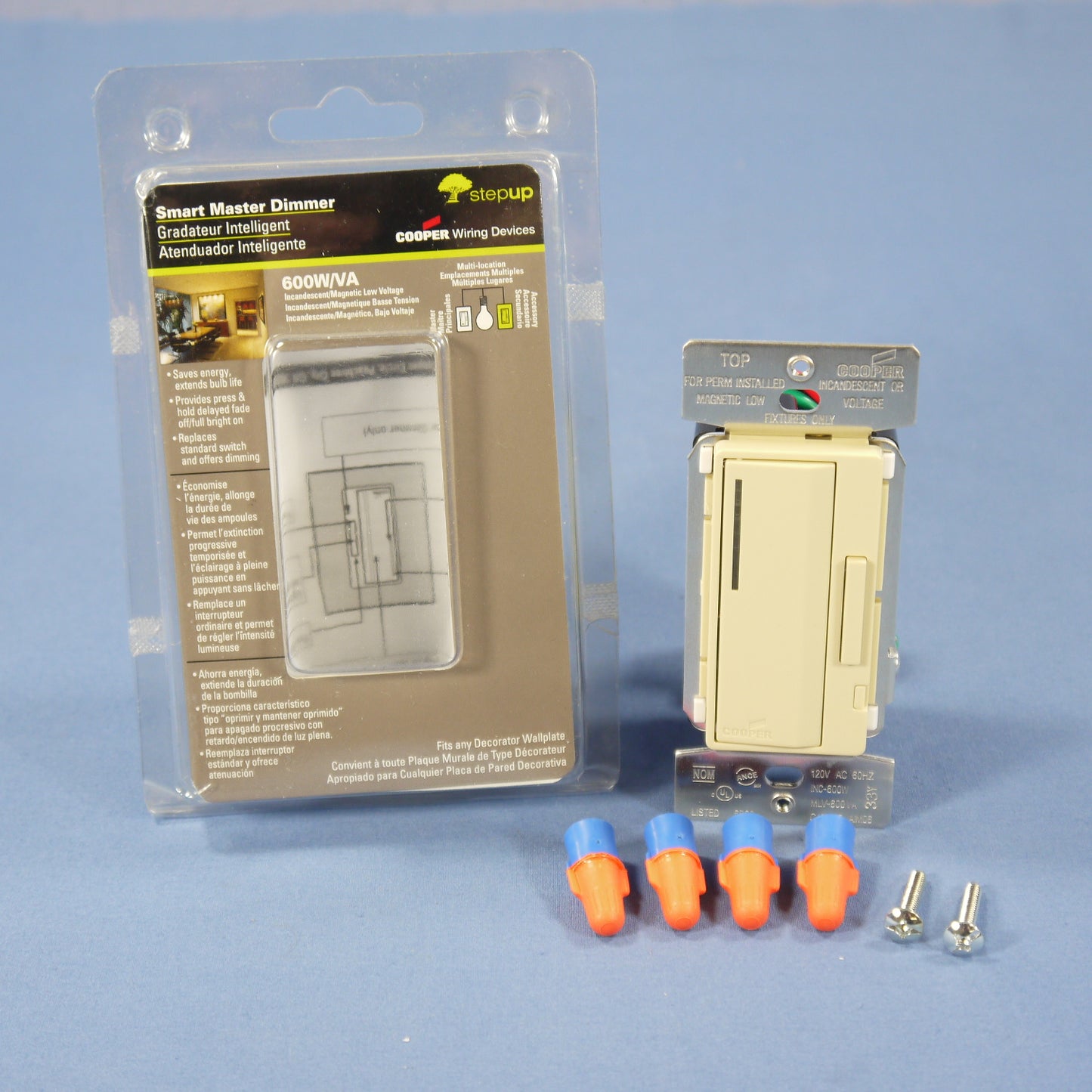 Cooper AIM06-IV-K Ivory Smart Master Dimmer Preset Light Switch Multi-Way 600W