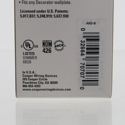 Cooper ARD-B Brown Slave Dimmer Switch Accessory Remote Preset 3-Way Multi-Way