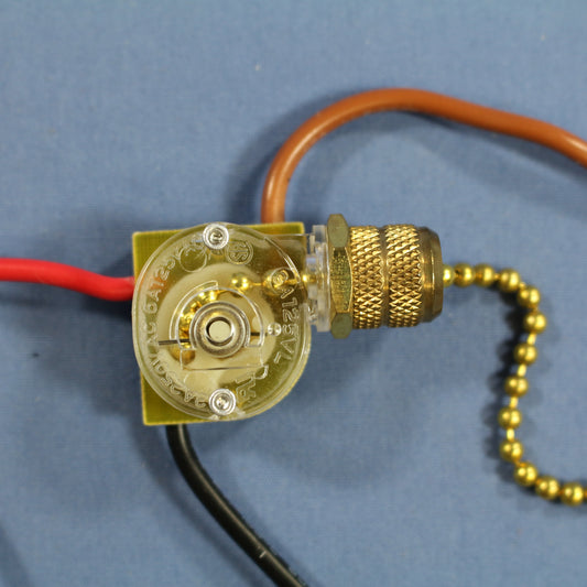 Cooper BP460 Brass 3-Speed Pull Chain Canopy Switch 2-Circuit 3/6A 125/250V
