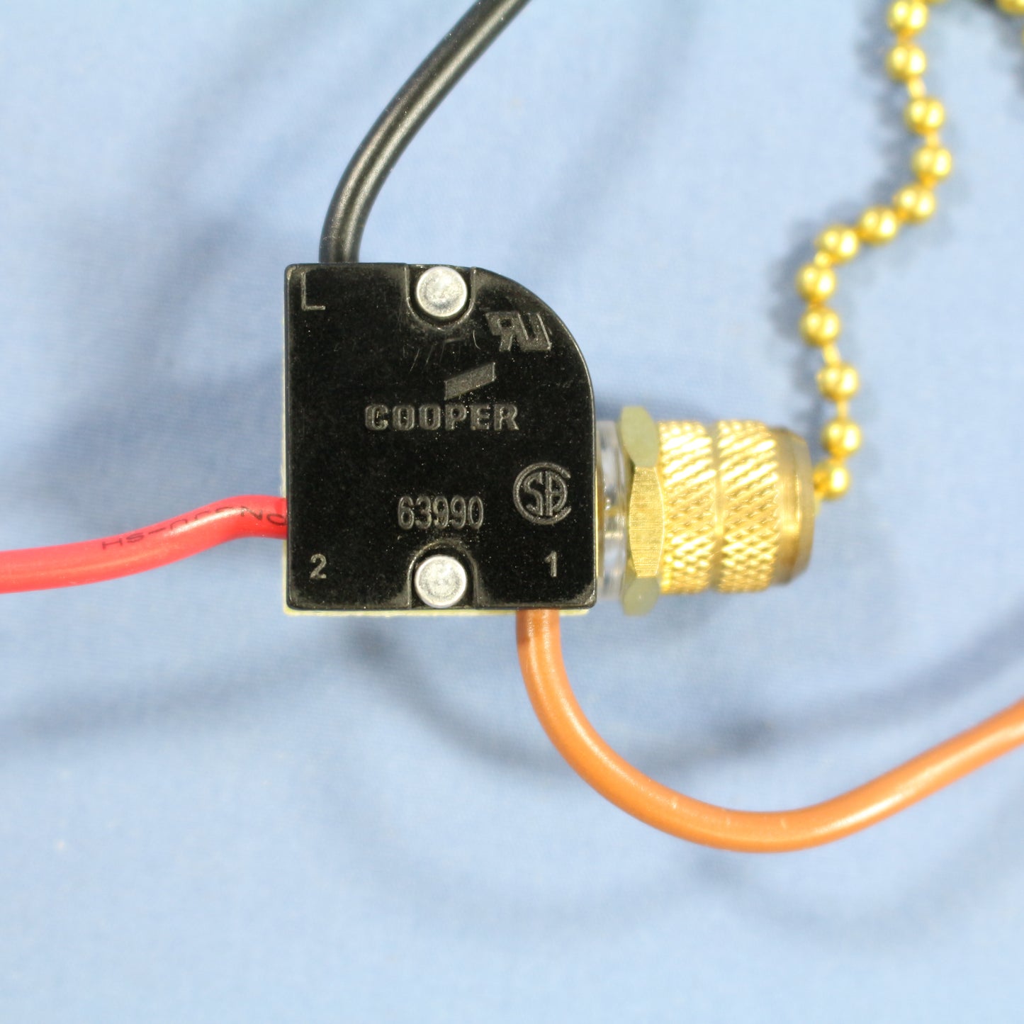 Cooper BP460 Brass 3-Speed Pull Chain Canopy Switch 2-Circuit 3/6A 125/250V