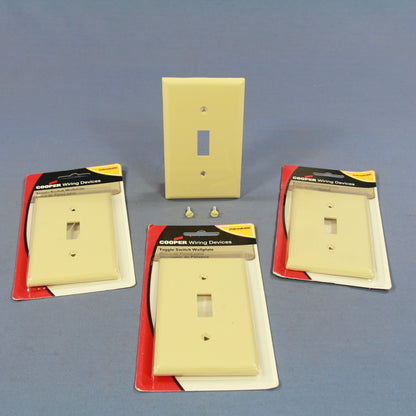 Cooper BP5134V Ivory 1-Gang Toggle Switch Unbreakable Standard Wallplates 4pcs