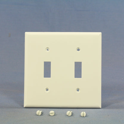 Cooper BP5169W White 2-Gang Toggle Switch Unbreakable Standard Wallplates 2pcs